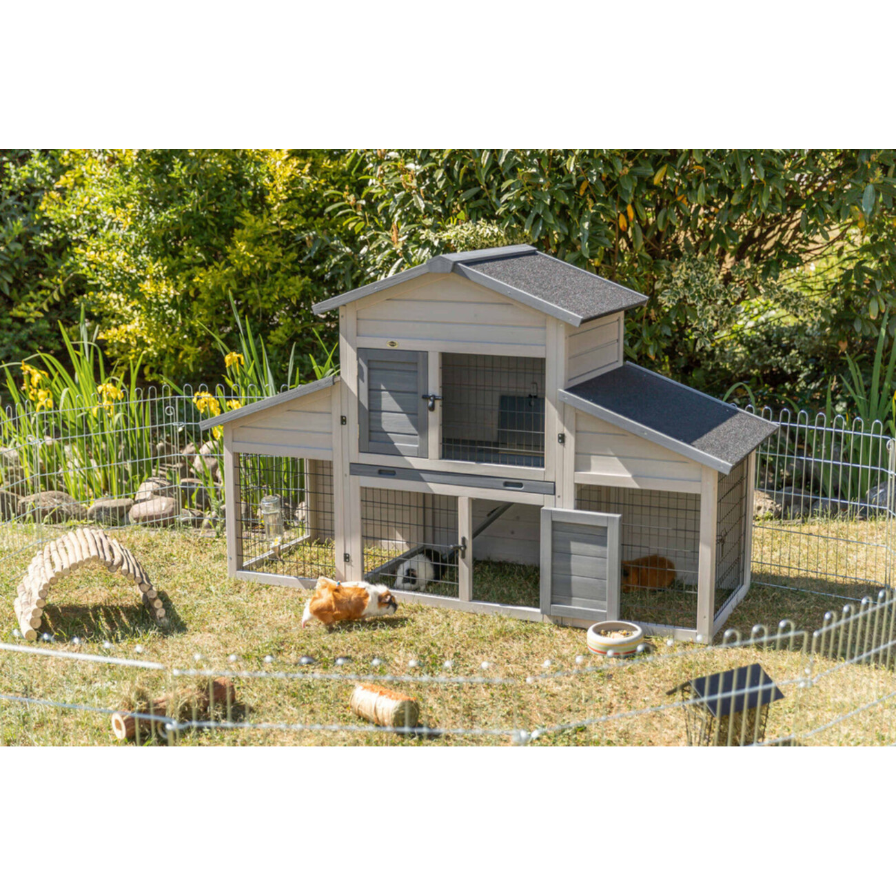 TRIXIE Kleintierstall mit Freilaufgehege grau | Dein Traumzuhause für Nager Bild 2