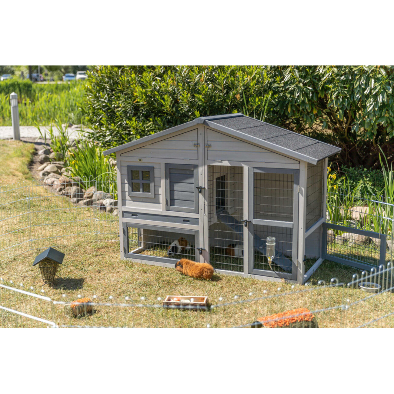 TRIXIE Kleintierstall mit Freilaufgehege grau | tiierisch.de Bild 1