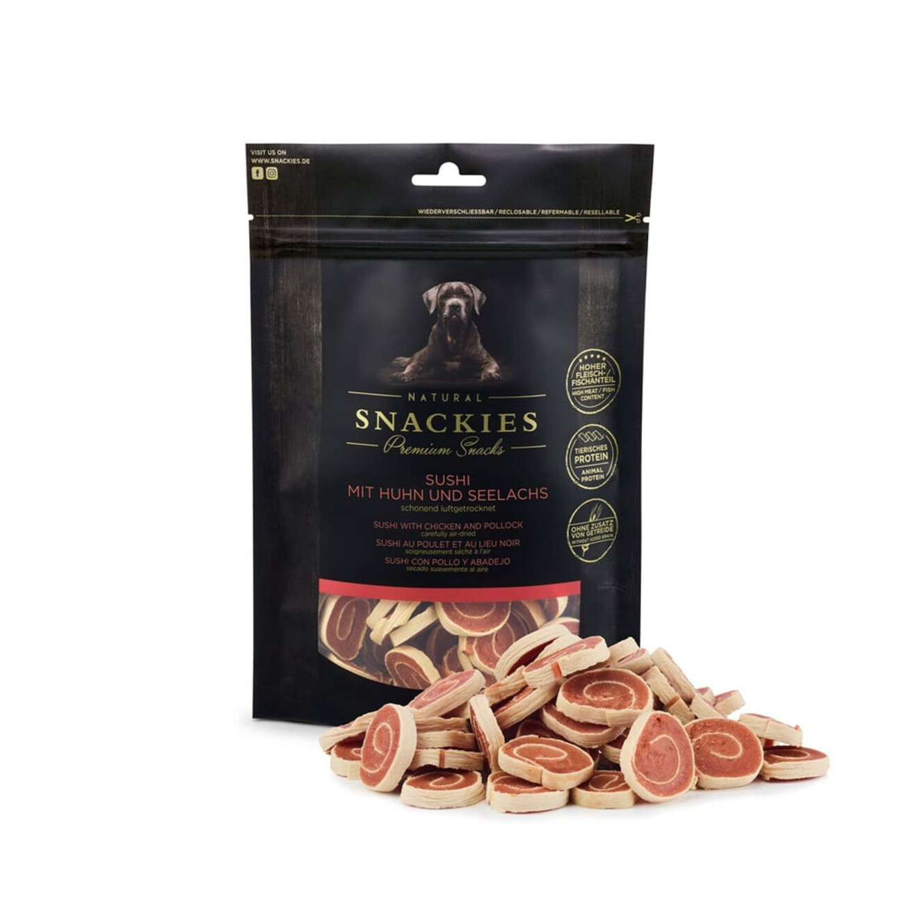 Snackies Luftgetrocknetes Sushi mit Huhn & Seelachs für Hunde Bild 1