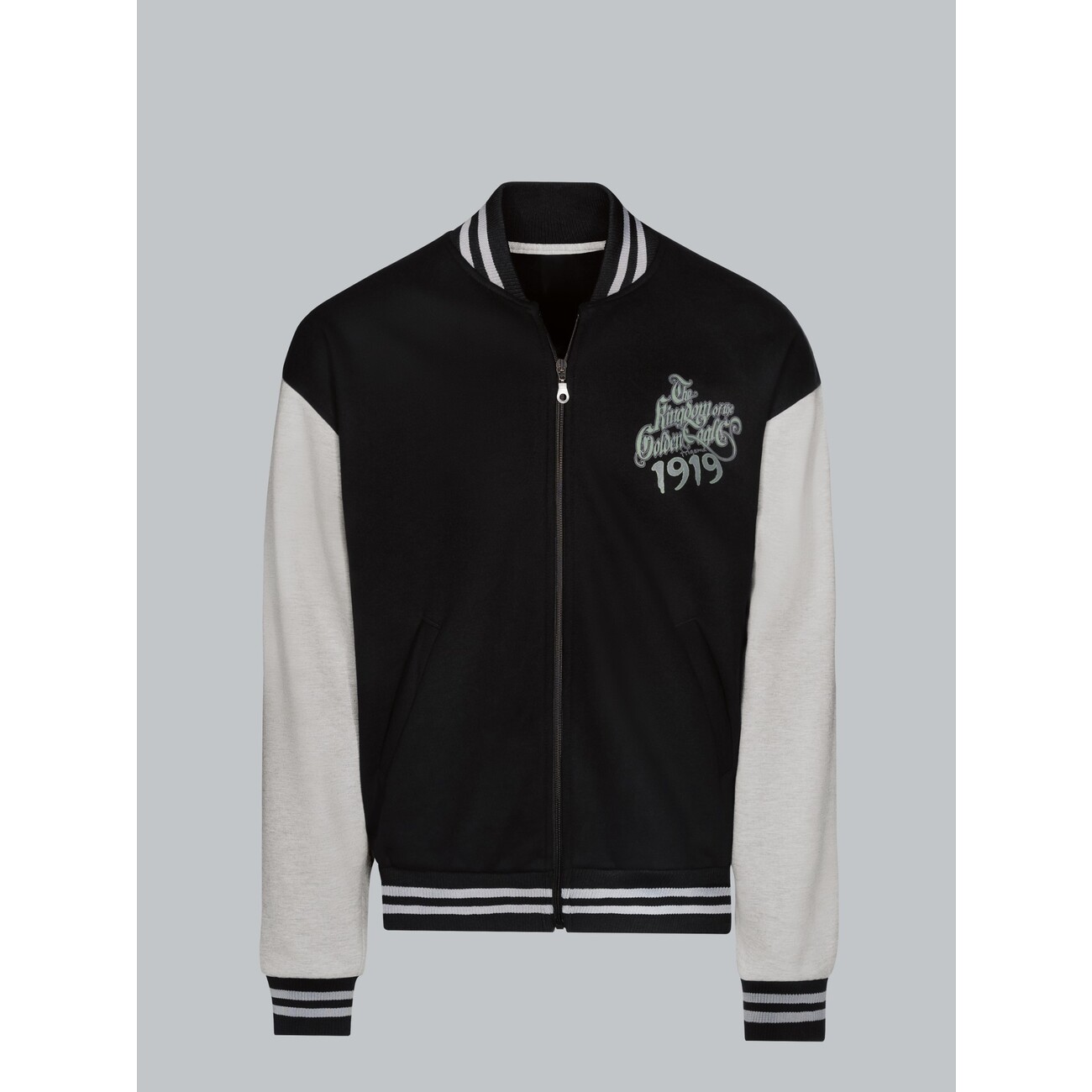 Collegejacke mit großem Adler-Rückenprint Schwarz Bild 1