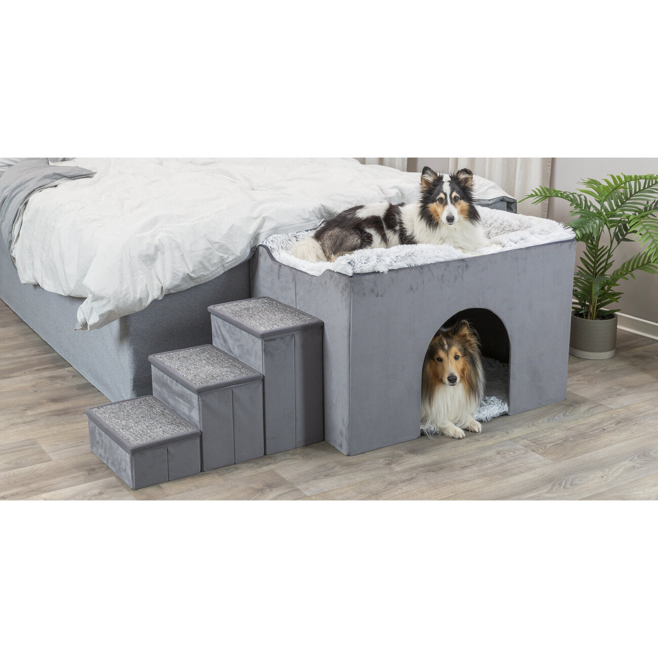 Hunde Beistellbett Harvey mit Treppe und Höhle Bild 13