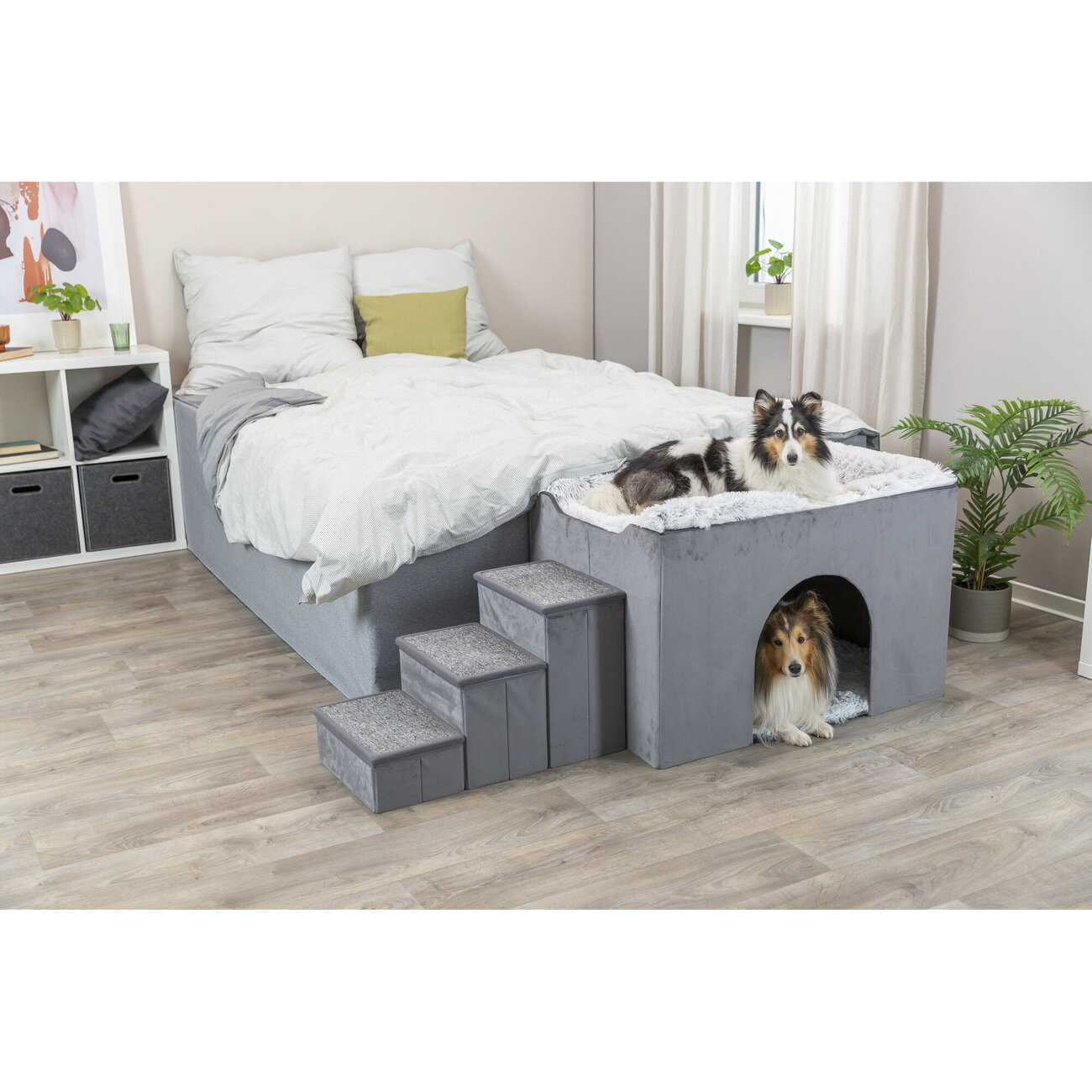 Hunde Beistellbett Harvey mit Treppe und Höhle Bild 14