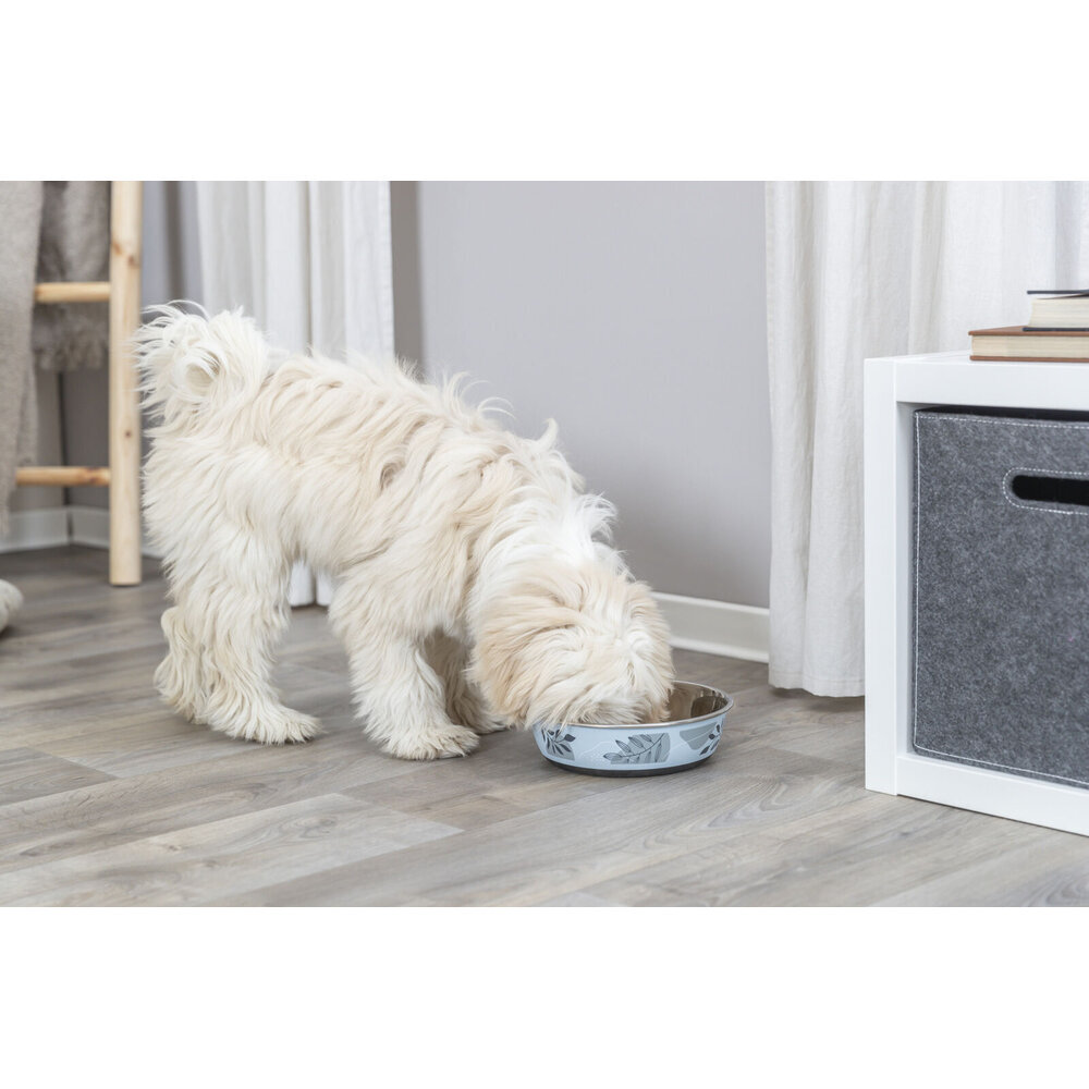 Edelstahlnapf blau grau mit Gummiring Bild 2