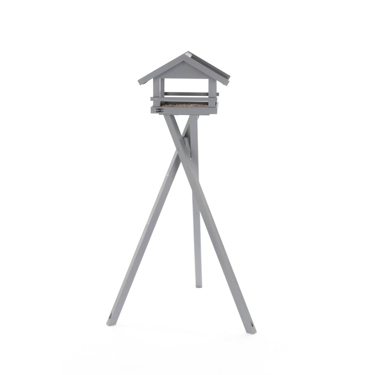 Graues natura Futterhaus mit Dachüberstand und Ständer Bild 3