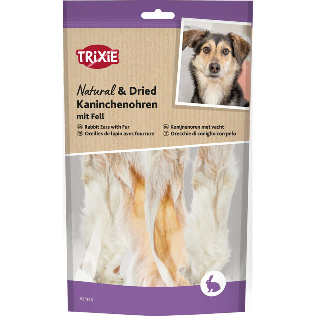 TRIXIE Kaninchenohren mit Fell 100g – Natürlicher Kauspaß für Hunde Bild 1