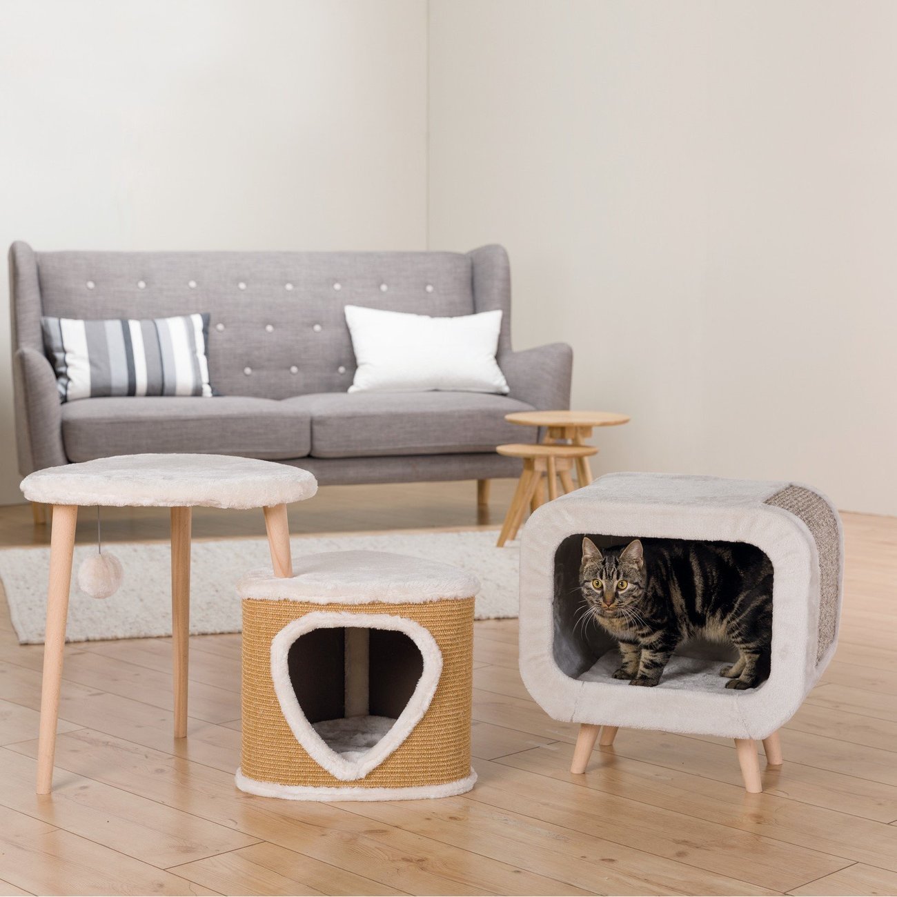 Katzen Kuschelhöhle Alicia mit Buchenholzfüßen Bild 4