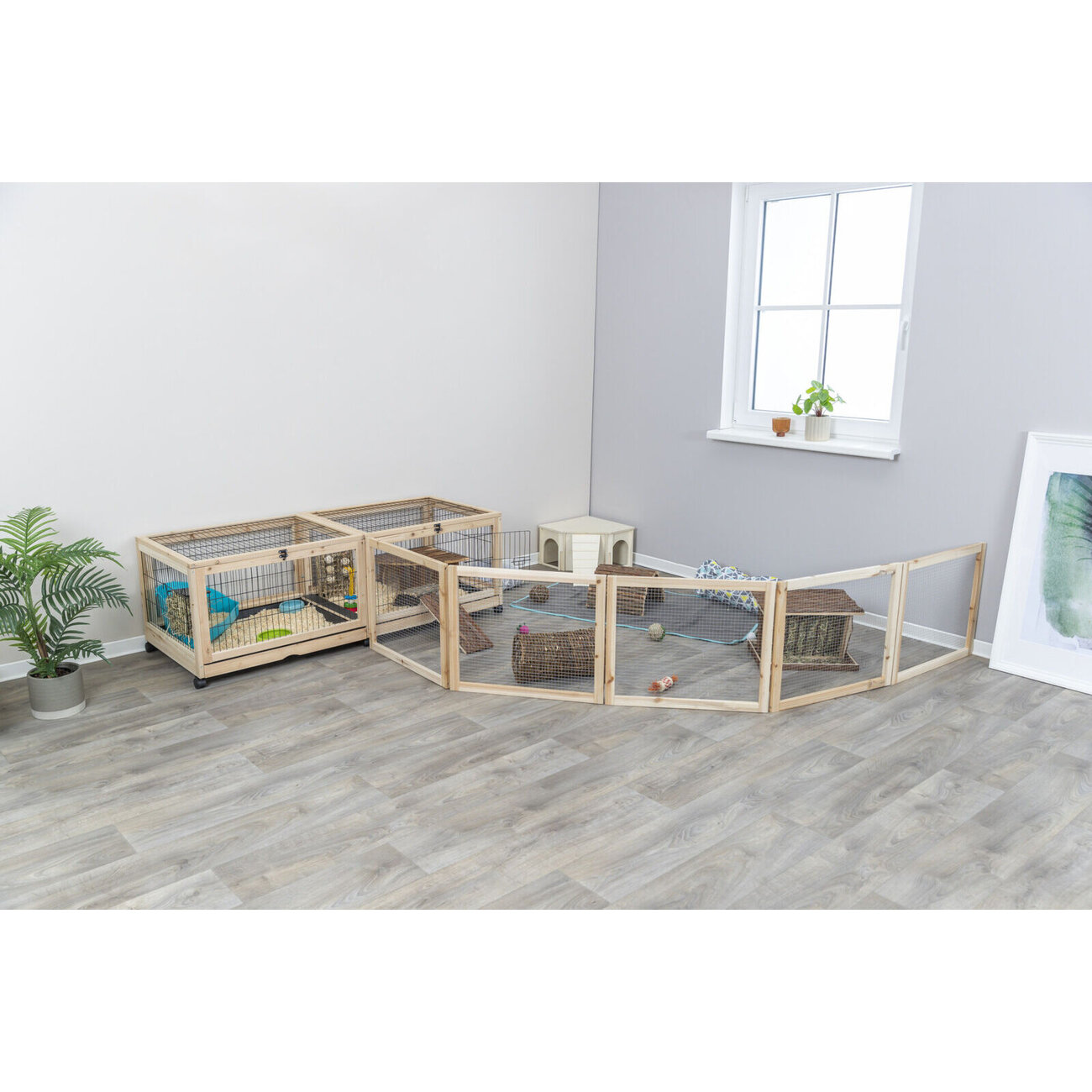 Kleintier Indoor Gehege aus Holz Bild 7