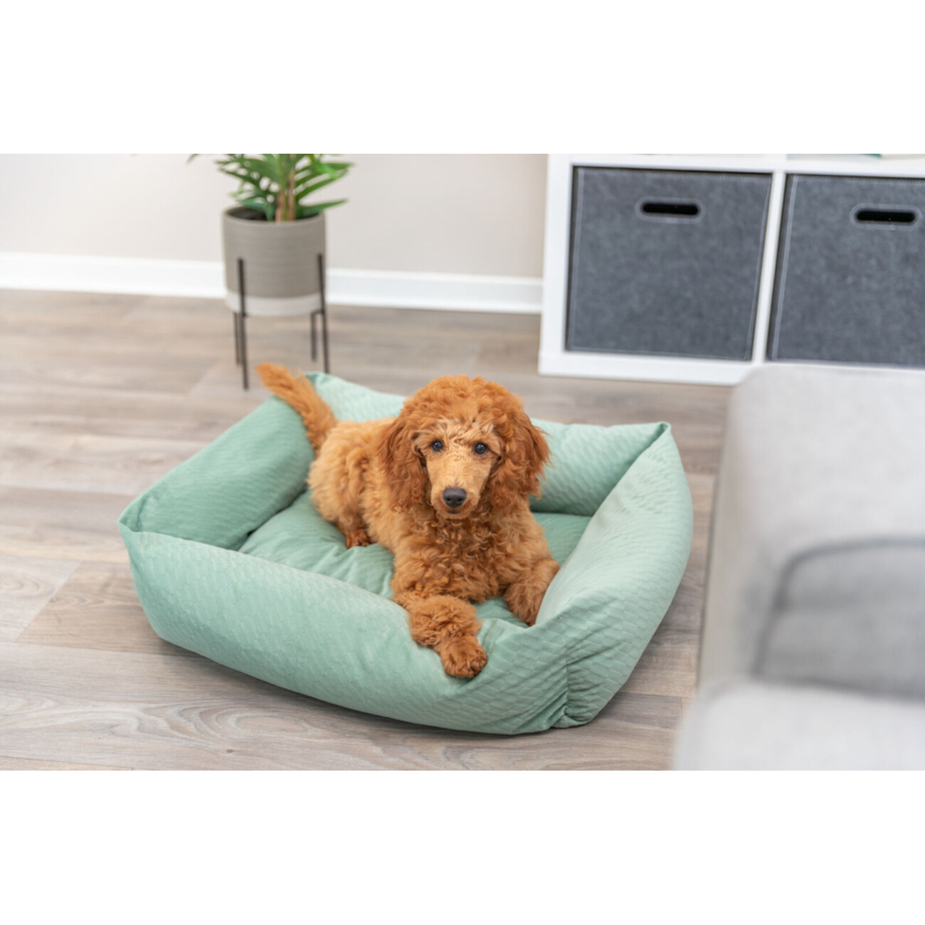 Kuschelbett für Haustiere Alena eckig mit Samtbezug Bild 4