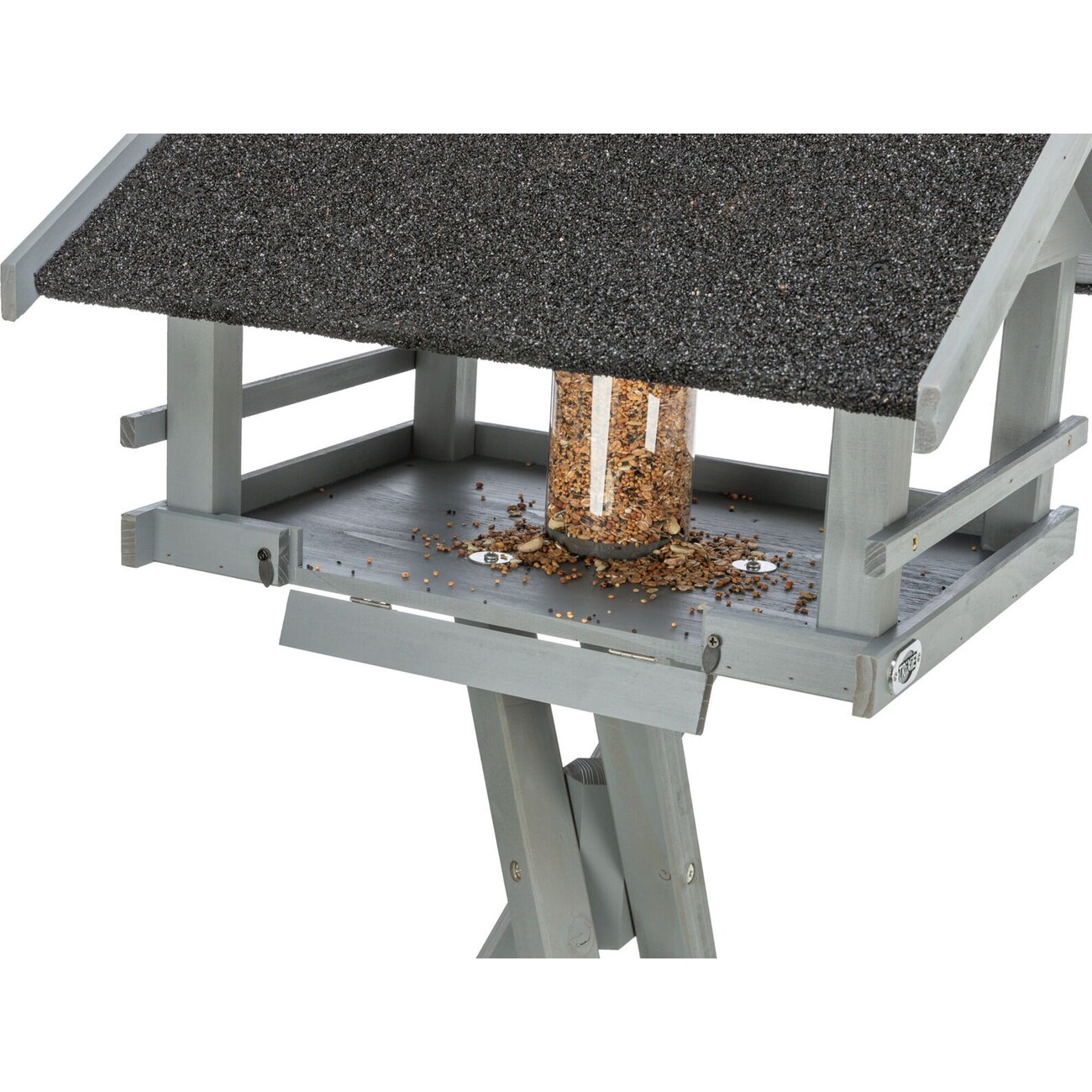 natura Futterhaus grau mit Ständer & Silo, Kiefernholz Bild 5