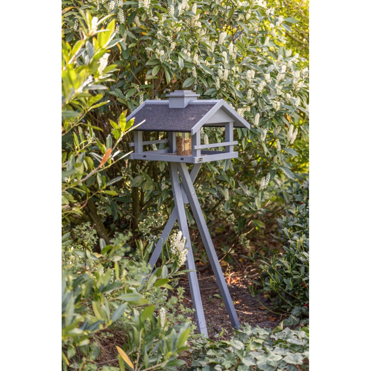 natura Futterhaus grau mit Ständer & Silo, Kiefernholz Bild 6