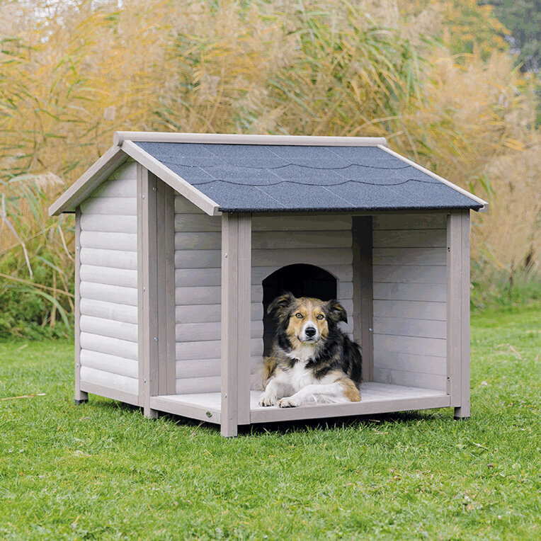 Trixie natura Hundehütte Lodge mit Satteldach grau Bild 3