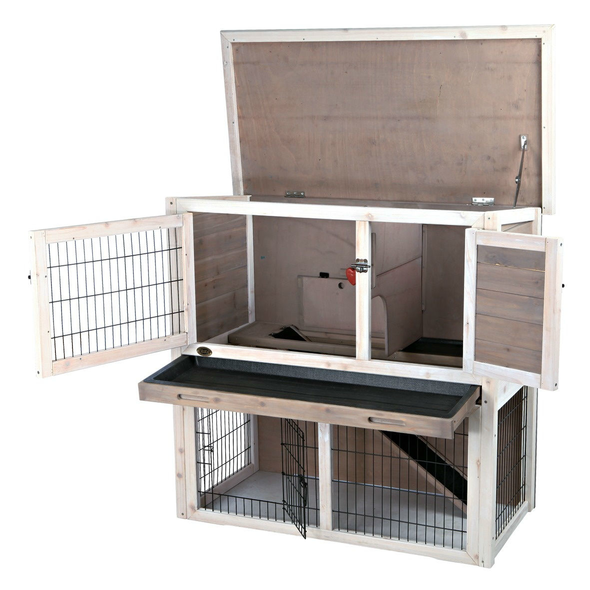 Trixie Natura Kleintierstall mit Freilaufgehege grau weiß Bild 3