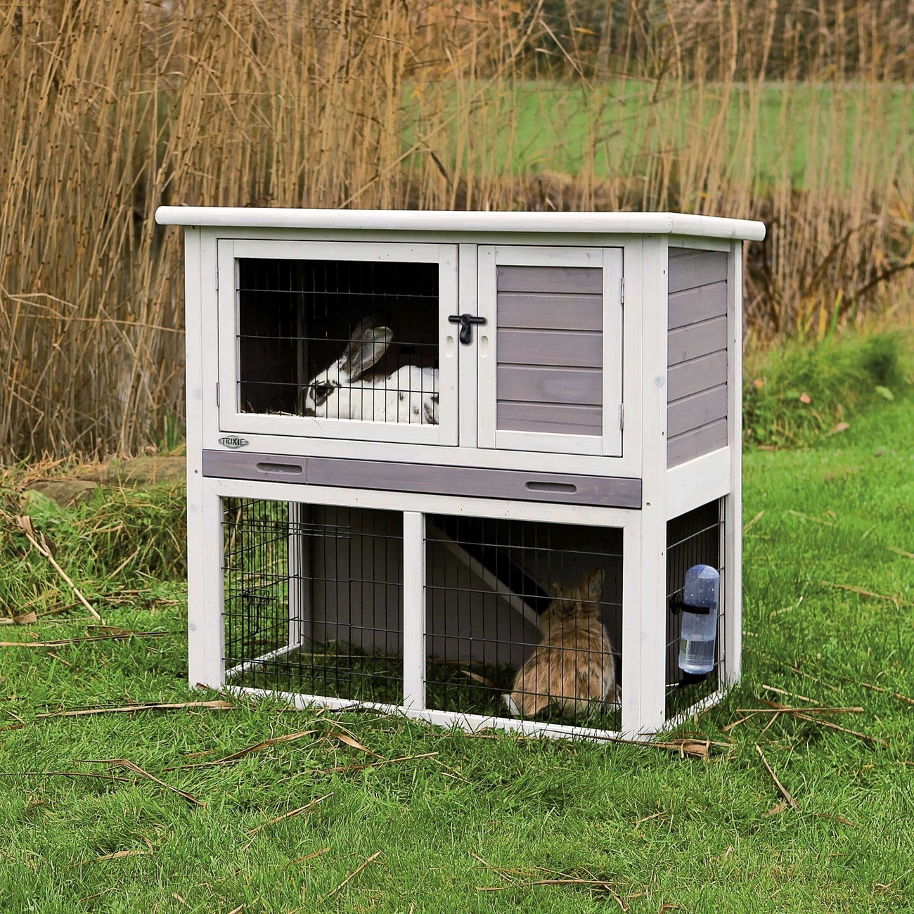 Trixie Natura Kleintierstall mit Freilaufgehege grau weiß Bild 10