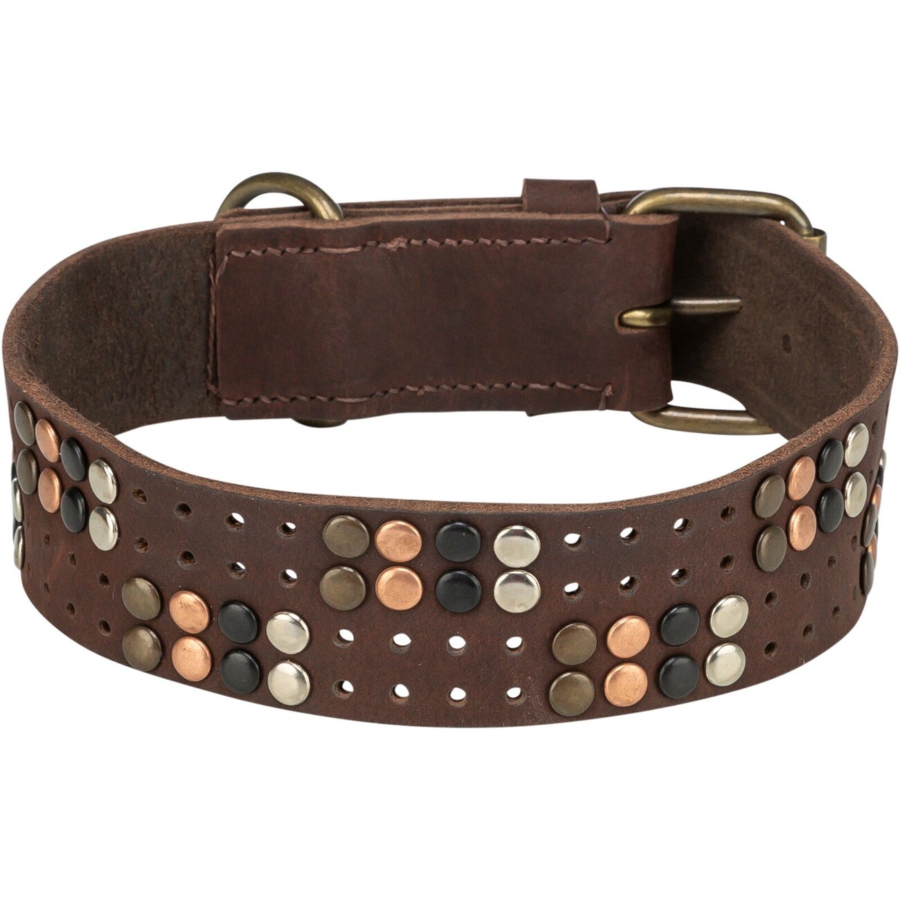 Rustic Fettleder Hundehalsband mit Nieten Bild 1