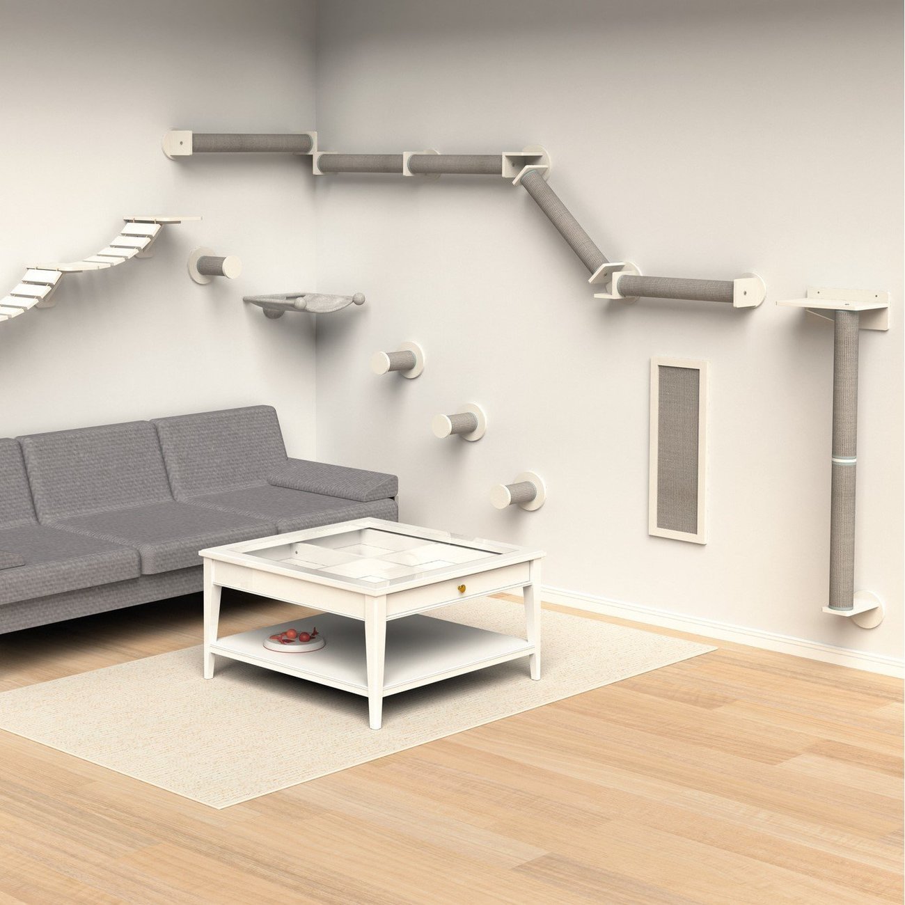 drei Kletterstämme gewinkelt zur Wandmontage Bild 3