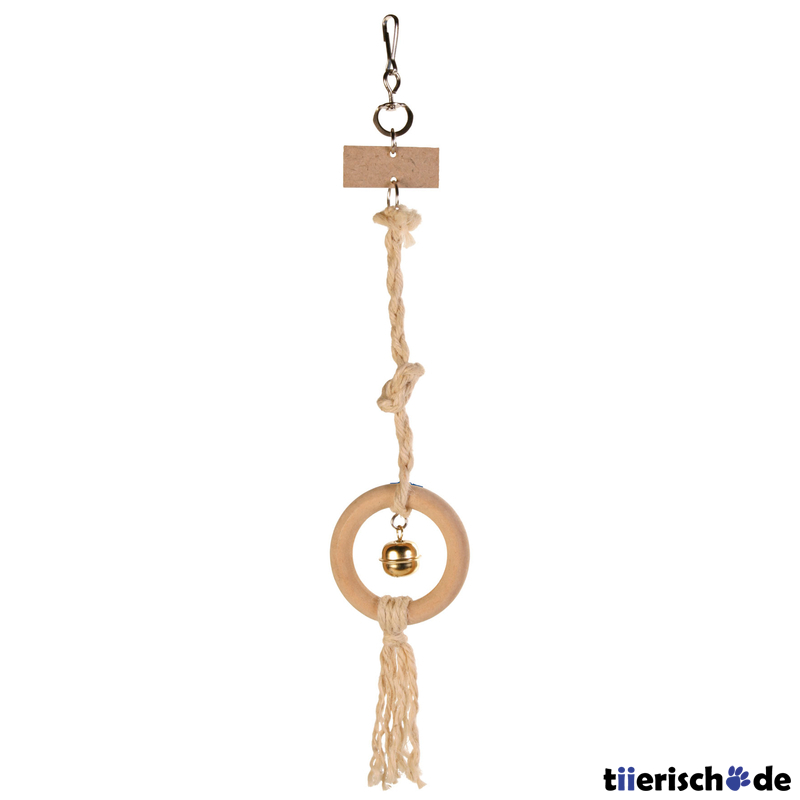 Vogel Holzspielzeug am Sisalband mit Ring Bild 1
