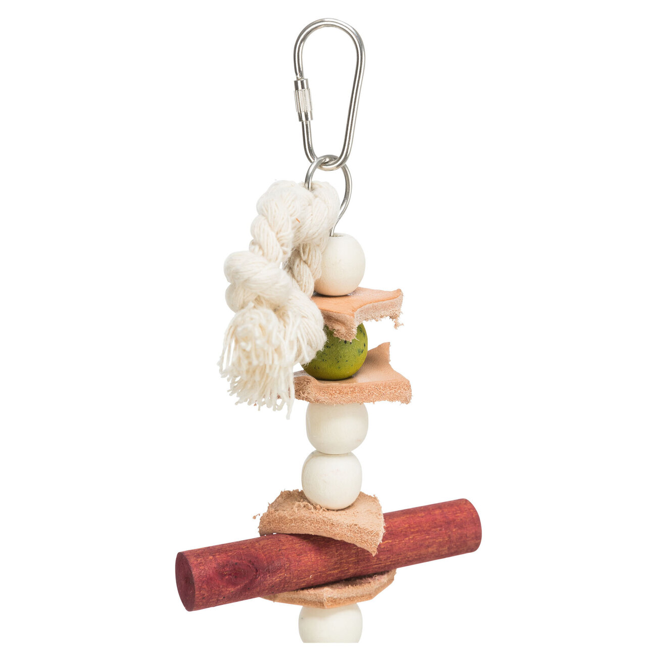 Vogel Holzspielzeug mit Leder und Perlen Bild 3