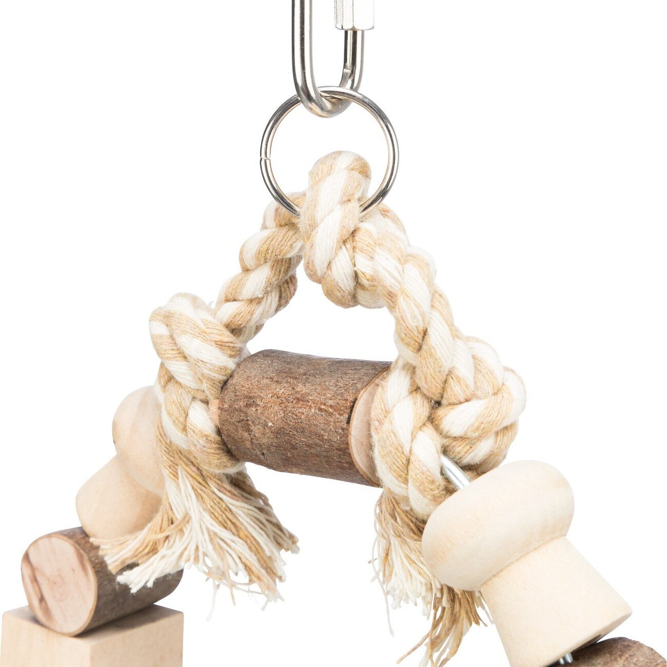 Vogelschaukel mit bunten Holzklötzchen und Tau Bild 3