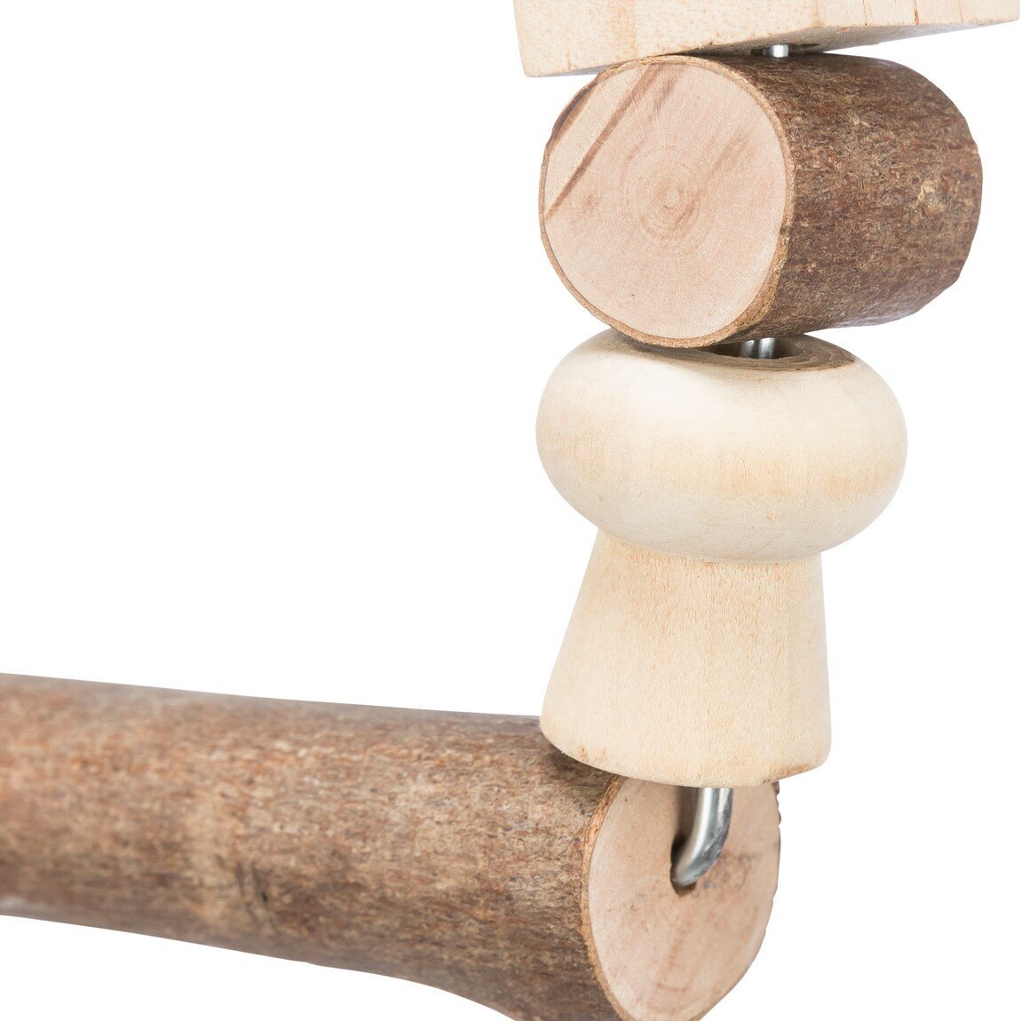 Vogelschaukel mit bunten Holzklötzchen und Tau Bild 6