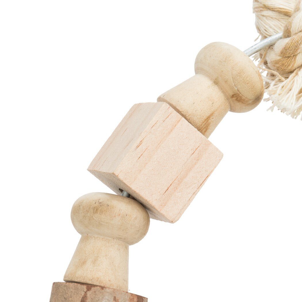 Vogelschaukel mit bunten Holzklötzchen und Tau Bild 7