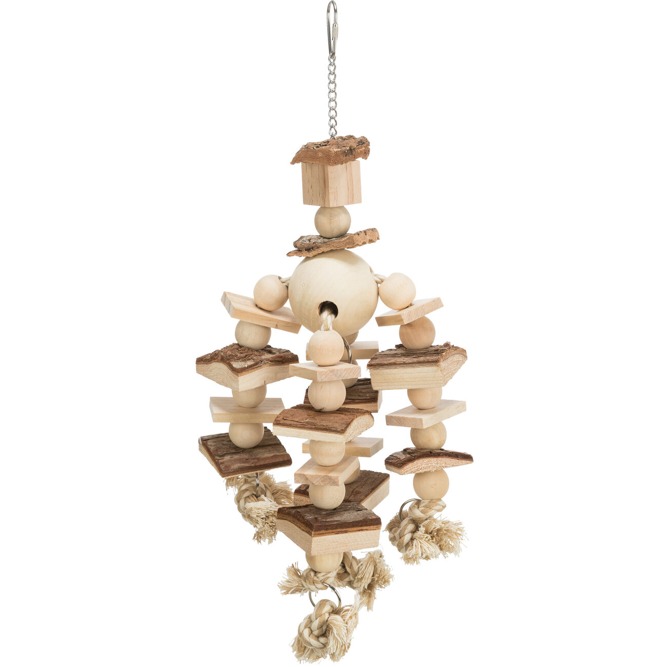 Vogelspielzeug Holz mit Tau zum Aufhängen Bild 2