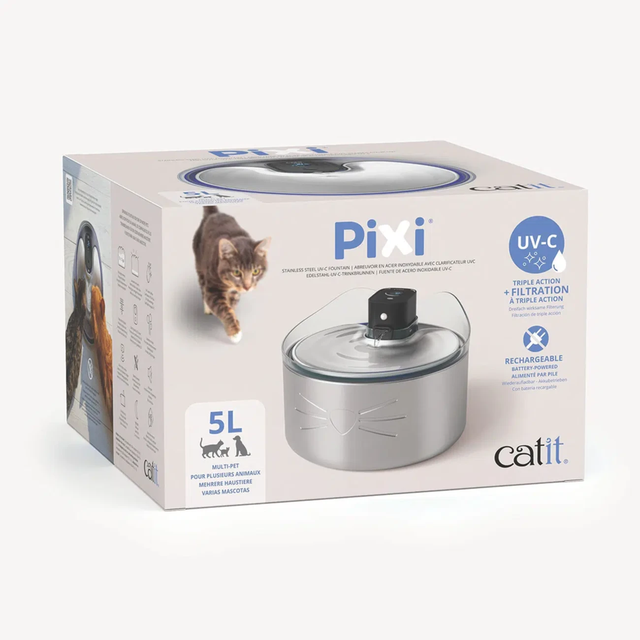 Catit PIXI UV-C Edelstahl-Trinkbrunnen für Katzen – Kabellos & 5L XXL Bild 9