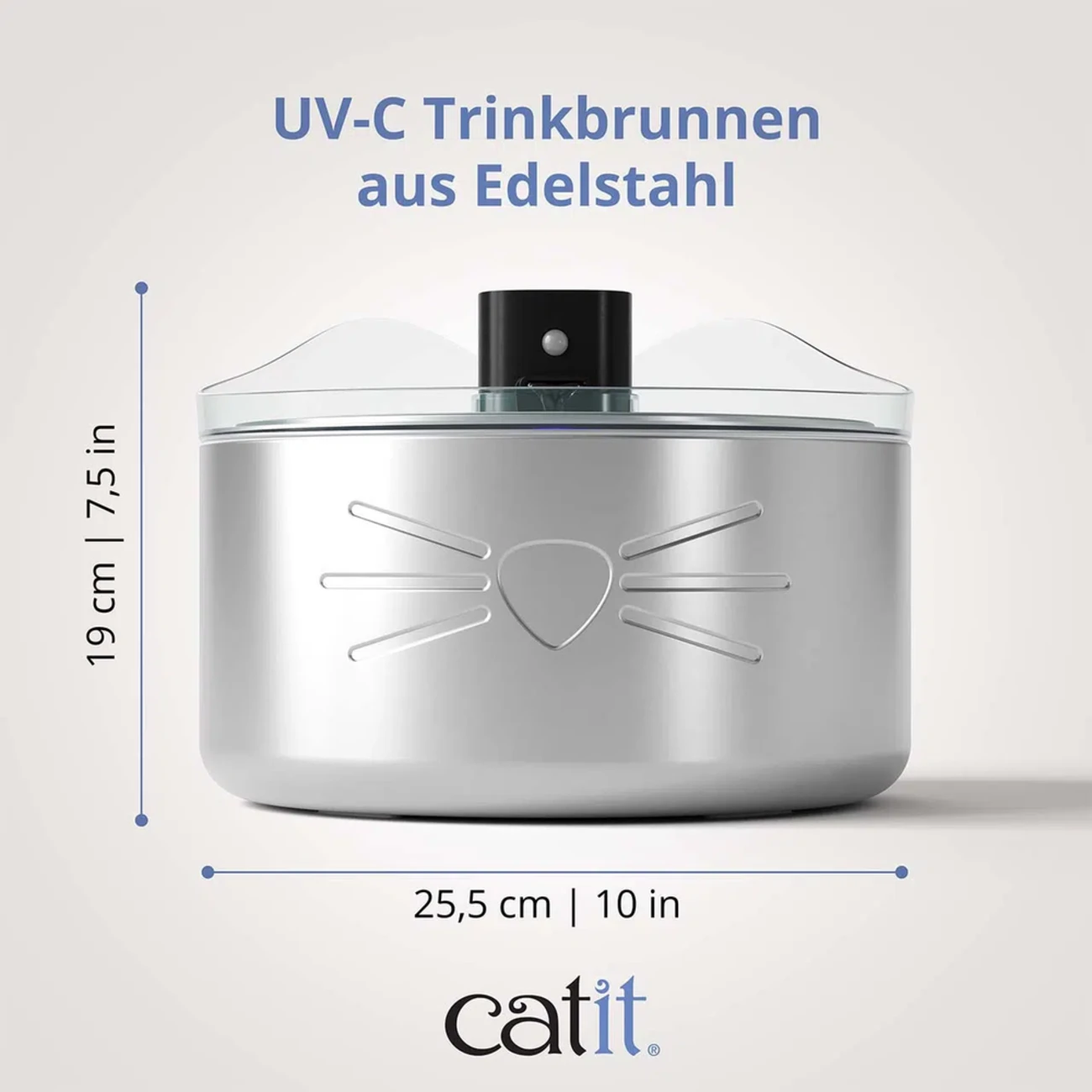 Catit PIXI UV-C Edelstahl-Trinkbrunnen für Katzen – Kabellos & 5L XXL Bild 8