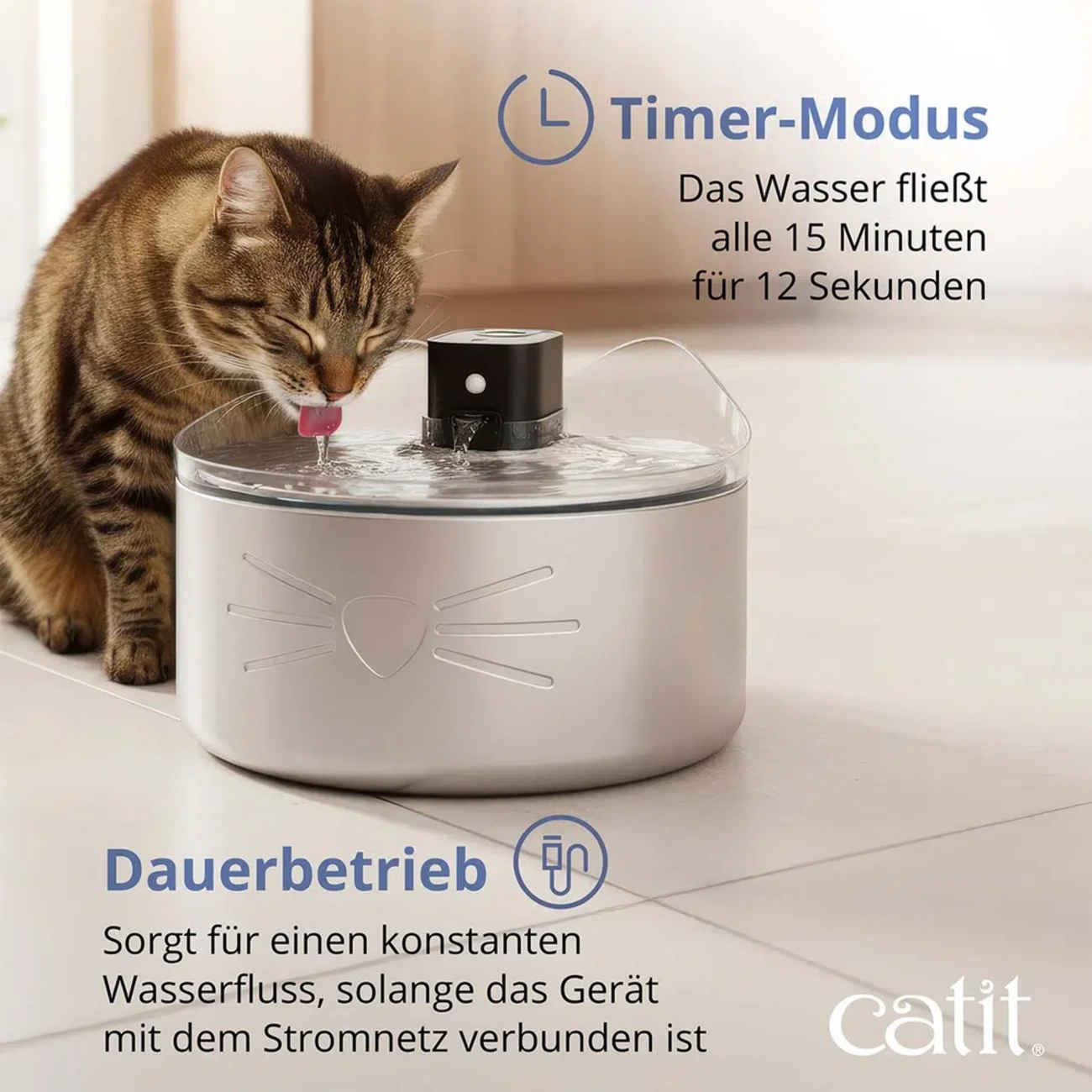 Catit PIXI UV-C Edelstahl-Trinkbrunnen für Katzen – Kabellos & 5L XXL Bild 7