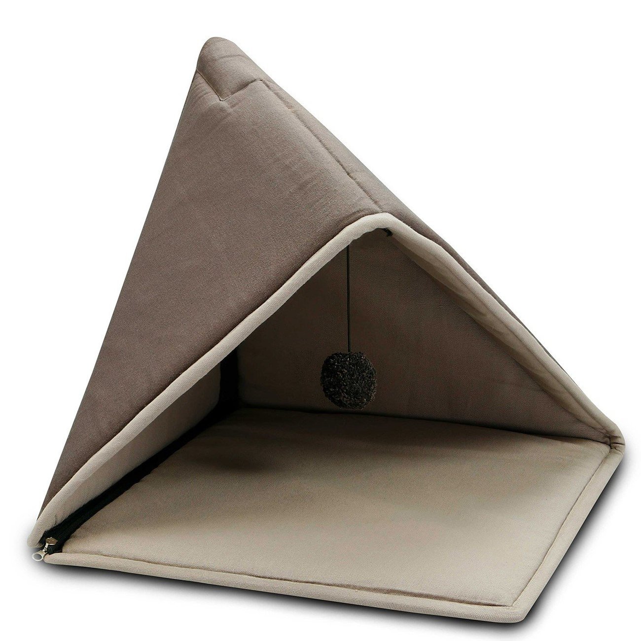 Eco-Well Katzen Spielzelt Kuschelzelt, 40 x 40 cm, braun/beige