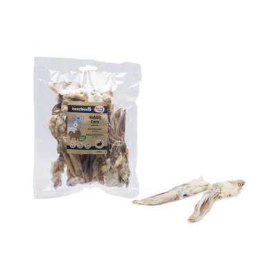 Beeztees Kaninchenohren mit Fell 200g – Natürlicher & Gesunder Hundesnack zur Darmreinigung