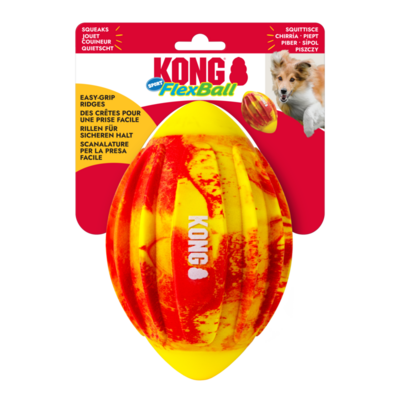 KONG Flexball Sport Football - Robustes Hundespielzeug für Outdoor-Spaß