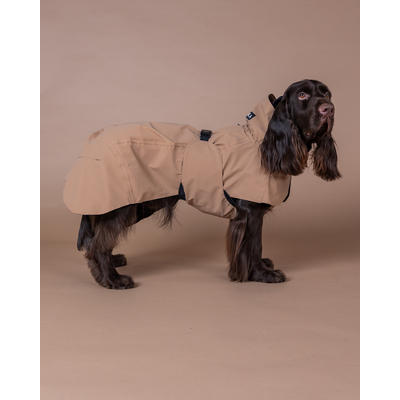 PAIKKA Visibility Raincoat Lite - Reflektierender Hunderegenmantel Taupe