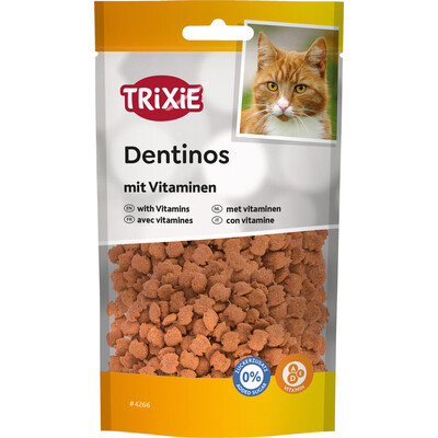 TRIXIE Denta Fun Dentinos Zahnpflege Leckerlies für Katzen – Gesunde Zähne & frischer Atem