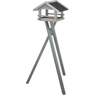 TRIXIE Graues natura Futterhaus mit Dachüberstand und Ständer