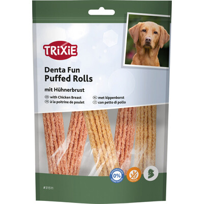 TRIXIE Puffed Rolls mit Hühnerbrust – Der unwiderstehliche Hundesnack für Training & Belohnung
