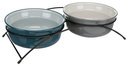 Hunde Napf-Set Eat on Feet 2 × 1,6 l/ø20 cm, petrol/hellpetrol/grau/hellgrau