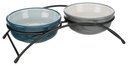 Hunde Napf-Set Eat on Feet 2 × 0,25 l/ø13 cm, petrol/hellpetrol/grau/hellgrau