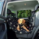Hundedecke Autositz Pfotenmotiv Rückbank, 1,40 × 1,45 m, schwarz/beige