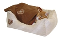 Kuschelbett LOVE YOU mit Kuscheldecke 65x50cm, beige