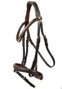 Hans Melzer Trense Bredeneek Messingstirnband Gr. PONY - braun/ braun unterlegt