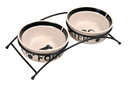 Napfset aus Keramik mit Ständer Eat on Feet 2 × 0,6 l/ø 15 cm, weiß/schwarz