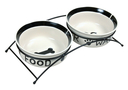 Napfset aus Keramik mit Ständer Eat on Feet 2 × 1,6 l/ø 20 cm, weiß/schwarz
