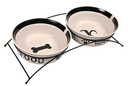 Napfset aus Keramik mit Ständer Eat on Feet 2 × 2,6 l/ø 25 cm, weiß/schwarz