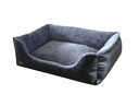 Komfort Bett für Hunde und Katzen eckig Cali 80x60x23 cm, schwarz/hellgrau