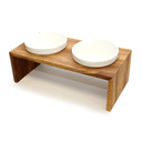 Replus Gohan Doppelnapf Holz 2 x 0,4 ltr. teak (L 17,5 x B 35 x H 10cm)