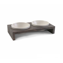 Replus Gohan Doppelnapf Holz 2 x 0,2 ltr. schiefer (L 14 x B 28 x H 5cm)