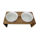 Replus Gohan Doppelnapf Holz 2 x 1,0 ltr. teak (L 22,5 x B 45 x H 15cm)