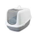 SAVIC Nestor Jumbo Katzentoilette XXL mit Dach 66,5 x 48,5 x 46,5 cm, grau/weiss