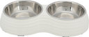 Hundenapf Set aus Melamin Napf: 2 × 0,4 l/ø 14 cm, Gesamtmaße: 32 × 6 × 17 cm, weiß