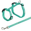 Katzengarnitur XL Katzengeschirr mit Katzenleine 34–57 cm/13 mm, Leine 1,20 m, zufällige Farbe